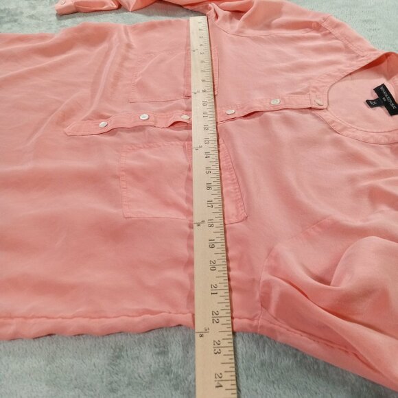 Banana Republic 100% Silk Top Blouse Women's XL Pink Semi Sheer Long Sleeve - Picture 6 of 10